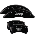 Picture of MGP 4 Caliper Covers Engraved Front JEEP Engraved Rear JEEP Grill logo Black finish silver ch