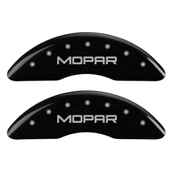 Picture of MGP 4 Caliper Covers Engraved Front & Rear MOPAR Black finish silver ch