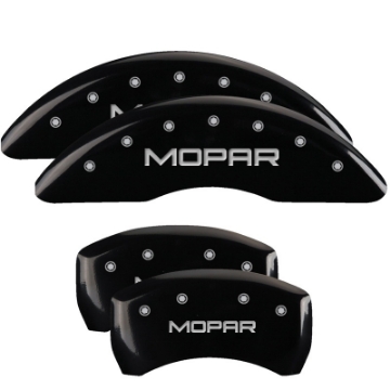 Picture of MGP 4 Caliper Covers Engraved Front & Rear MOPAR Black finish silver ch
