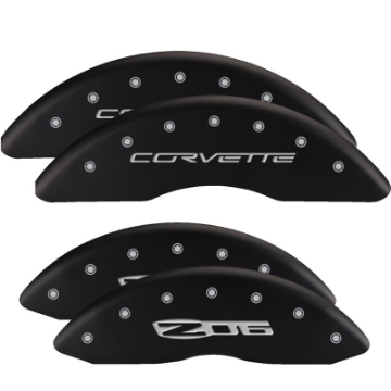 Picture of MGP Front set 2 Caliper Covers Engraved Front Bowtie Red finish silver ch