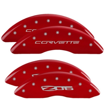 Picture of MGP Front set 2 Caliper Covers Engraved Front Bowtie Yellow finish black ch