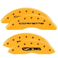 Picture of MGP Front set 2 Caliper Covers Engraved Front Chevy racing Black finish silver ch