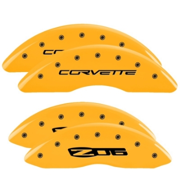 Picture of MGP Front set 2 Caliper Covers Engraved Front Chevy racing Black finish silver ch
