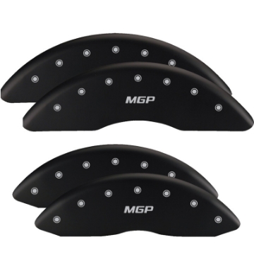 Picture of MGP Front set 2 Caliper Covers Engraved Front Chevy racing Red finish silver ch