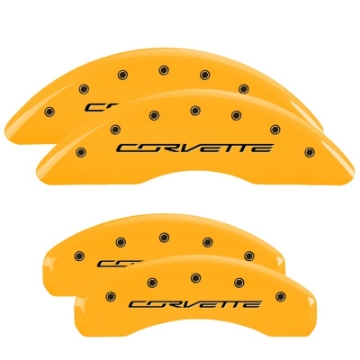 Picture of MGP Front set 2 Caliper Covers Engraved Front MGP Black finish silver ch