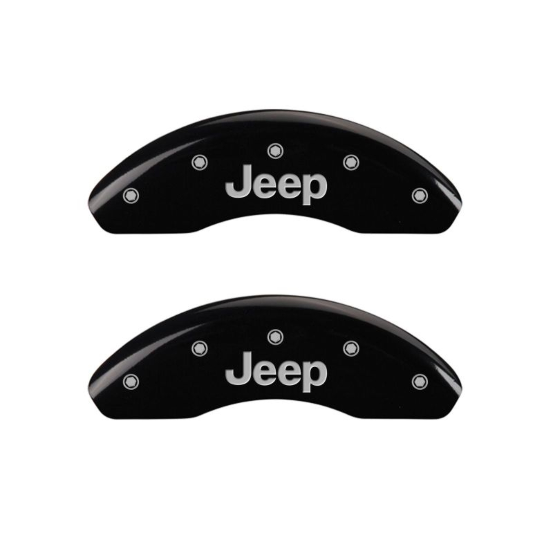 Picture of MGP 4 Caliper Covers Engraved Front JEEP Engraved Rear JEEP Grill logo Black finish silver ch