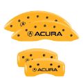 Picture of MGP 4 Caliper Covers Engraved Front & Rear Acura Yellow finish black ch