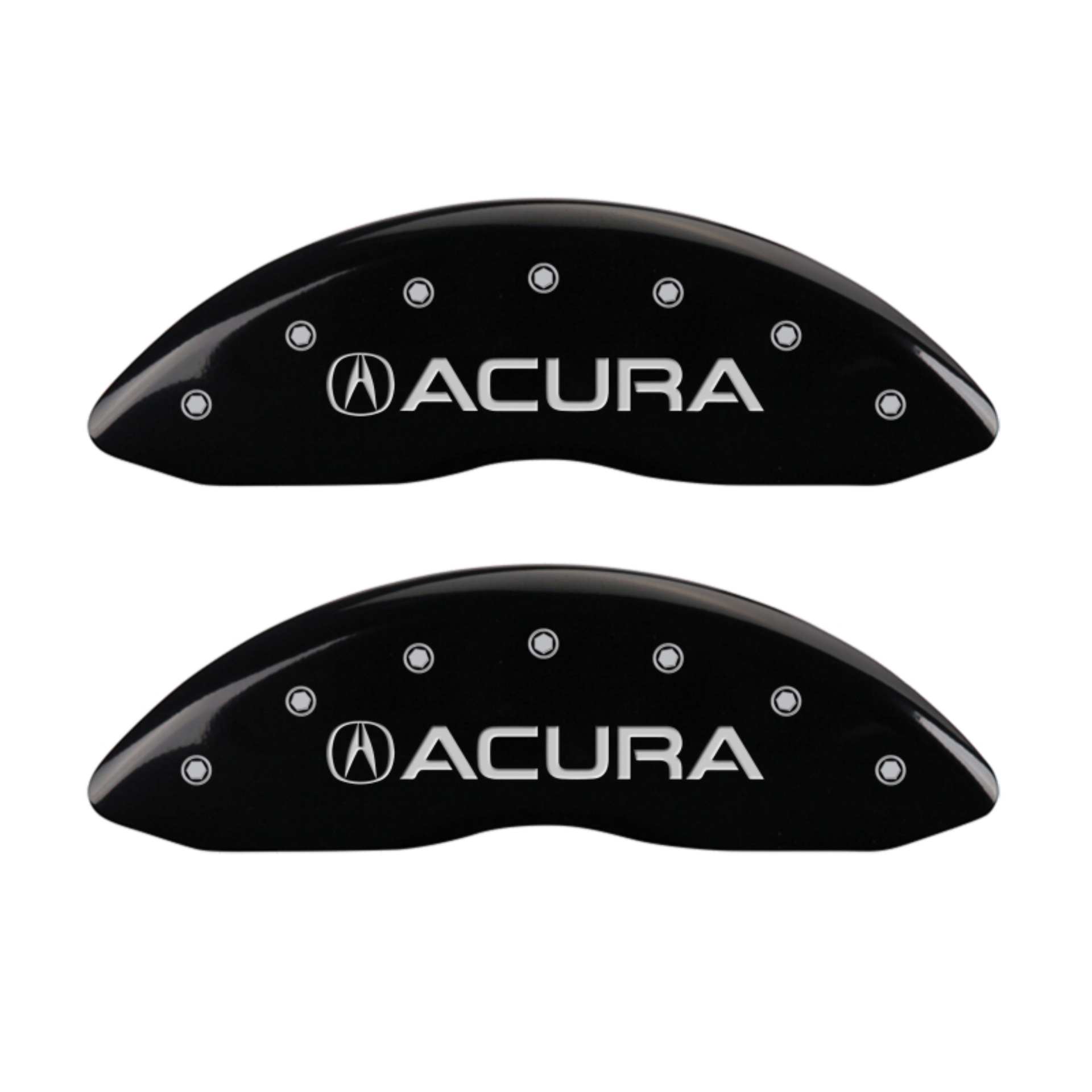 Picture of MGP 4 Caliper Covers Engraved Front Acura Engraved Rear MDX Black finish silver ch