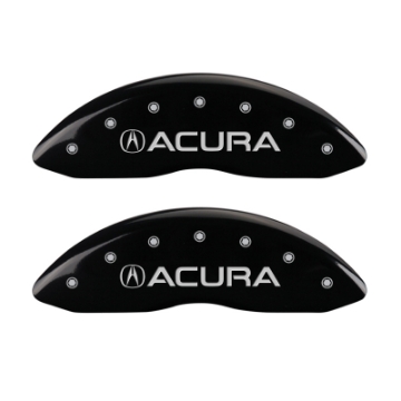 Picture of MGP 4 Caliper Covers Engraved Front Acura Engraved Rear MDX Black finish silver ch