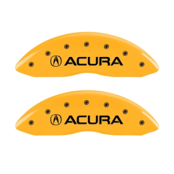 Picture of MGP 4 Caliper Covers Engraved Front Acura Engraved Rear MDX Yellow finish black ch