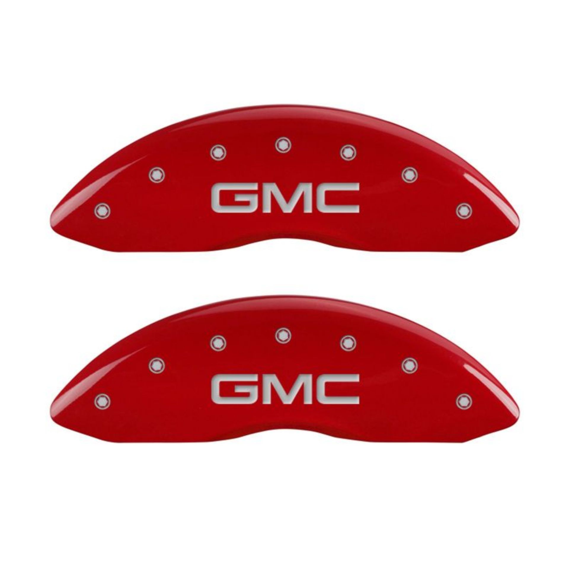 Picture of MGP 4 Caliper Covers Engraved Front & Rear GMC Red finish silver ch