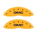 Picture of MGP 4 Caliper Covers Engraved Front & Rear GMC Yellow finish black ch