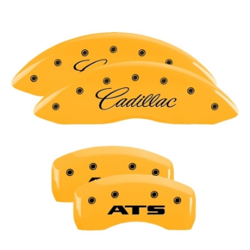 Picture of MGP 4 Caliper Covers Engraved Front & Rear GMC Yellow finish black ch