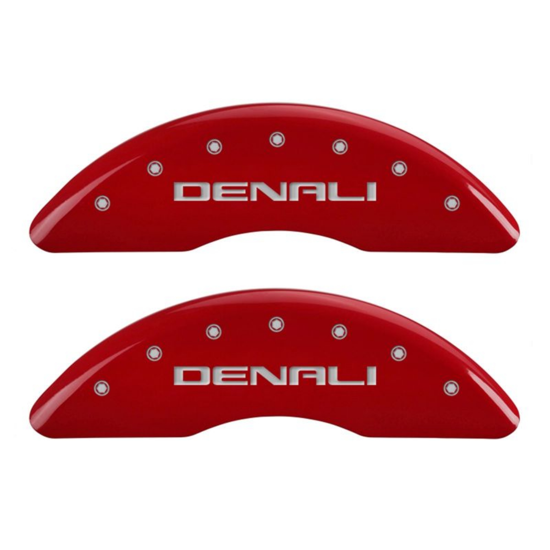 Picture of MGP 4 Caliper Covers Engraved Front & Rear Denali Red finish silver ch