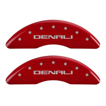 Picture of MGP 4 Caliper Covers Engraved Front & Rear Denali Red finish silver ch