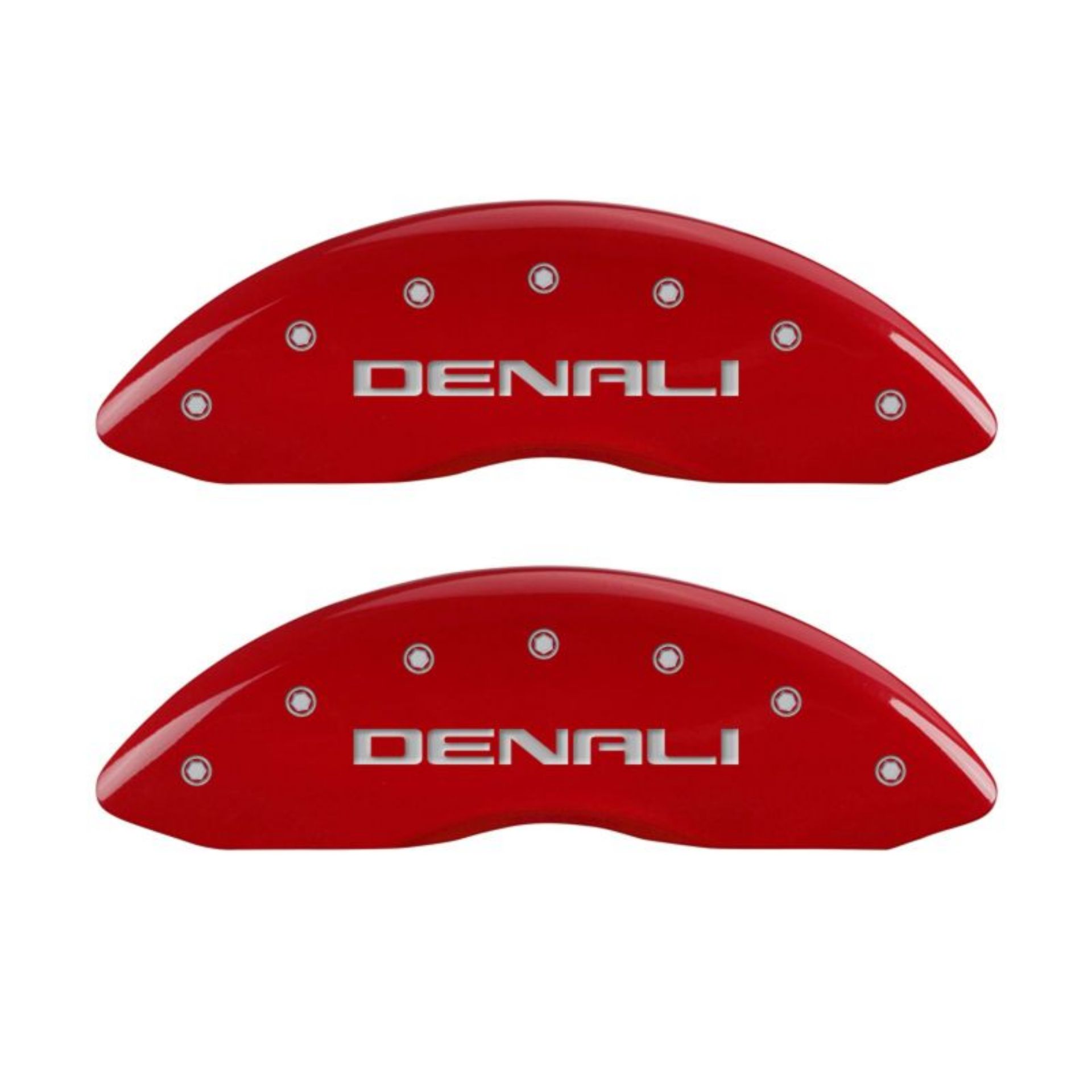 Picture of MGP 4 Caliper Covers Engraved Front & Rear Denali Red finish silver ch