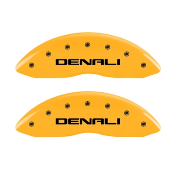 Picture of MGP 4 Caliper Covers Engraved Front & Rear Denali Yellow finish black ch