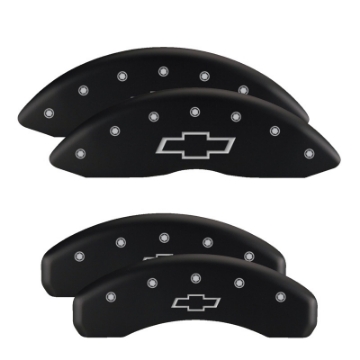 Picture of MGP 4 Caliper Covers Engraved Front & Rear Chevy racing Red finish silver ch