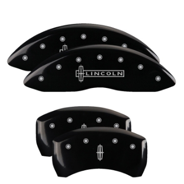 Picture of MGP 4 Caliper Covers Engraved Front Lincoln Engraved Rear Star logo Black finish silver ch