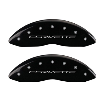 Picture of MGP 4 Caliper Covers Engraved Front & Rear C7-Corvette Black finish silver ch