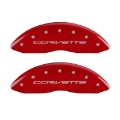 Picture of MGP 4 Caliper Covers Engraved Front & Rear C7-Corvette Red finish silver ch