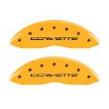 Picture of MGP 4 Caliper Covers Engraved Front & Rear C7-Corvette Yellow finish black ch