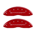 Picture of MGP 4 Caliper Covers Engraved Front & Rear Stingray Red finish silver ch