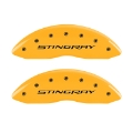 Picture of MGP 4 Caliper Covers Engraved Front & Rear Stingray Yellow finish black ch
