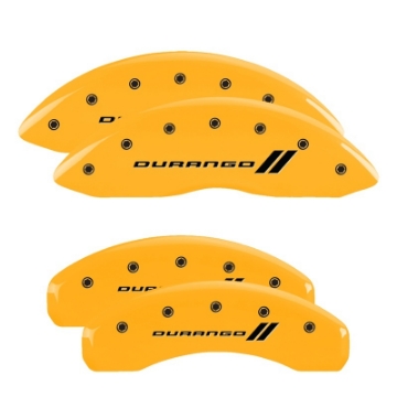 Picture of MGP 4 Caliper Covers Engraved Front & Rear Stingray Yellow finish black ch
