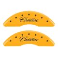 Picture of MGP 4 Caliper Covers Engraved Front Cursive-Cadillac Engraved Rear CTS Yellow finish black ch