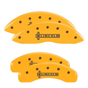 Picture of MGP 4 Caliper Covers Engraved Front Cursive-Cadillac Engraved Rear CTS Yellow finish black ch