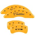 Picture of MGP 4 Caliper Covers Engraved Front Cursive-Cadillac Engraved Rear CTS Yellow finish black ch