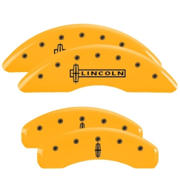 Picture of MGP 4 Caliper Covers Engraved Front Cursive-Cadillac Engraved Rear CTS Yellow finish black ch