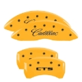 Picture of MGP 4 Caliper Covers Engraved Front Cursive-Cadillac Engraved Rear CTS Yellow finish black ch