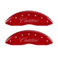 Picture of MGP 4 Caliper Covers Engraved Front Cursive-Cadillac Engraved Rear CTS4 Red finish silver ch