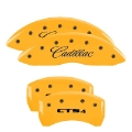 Picture of MGP 4 Caliper Covers Engraved Front Cursive-Cadillac Engraved Rear CTS4 Yellow finish black ch