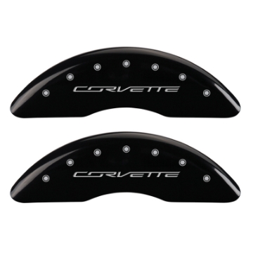 Picture of MGP 4 Caliper Covers Engraved Front & Rear C7-Corvette Black finish silver ch