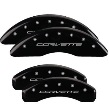 Picture of MGP 4 Caliper Covers Engraved Front & Rear C7-Corvette Black finish silver ch