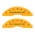 Picture of MGP 4 Caliper Covers Engraved Front & Rear C7-Corvette Yellow finish black ch