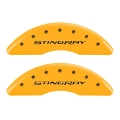 Picture of MGP 4 Caliper Covers Engraved Front & Rear Stingray Yellow finish black ch