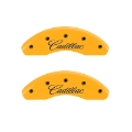 Picture of MGP 4 Caliper Covers Engraved Front & Rear Cursive-Cadillac Yellow finish black ch