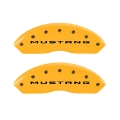 Picture of MGP 4 Caliper Covers Engraved Front 2015-Mustang Engraved Rear 2015-37 Yellow finish black ch