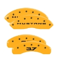 Picture of MGP 4 Caliper Covers Engraved Front 2015-Mustang Engraved Rear 2015-37 Yellow finish black ch