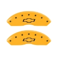 Picture of MGP 4 Caliper Covers Engraved Front & Rear Bowtie Yellow finish black ch