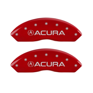 Picture of MGP 4 Caliper Covers Engraved Front Acura Engraved Rear TLX Red finish silver ch