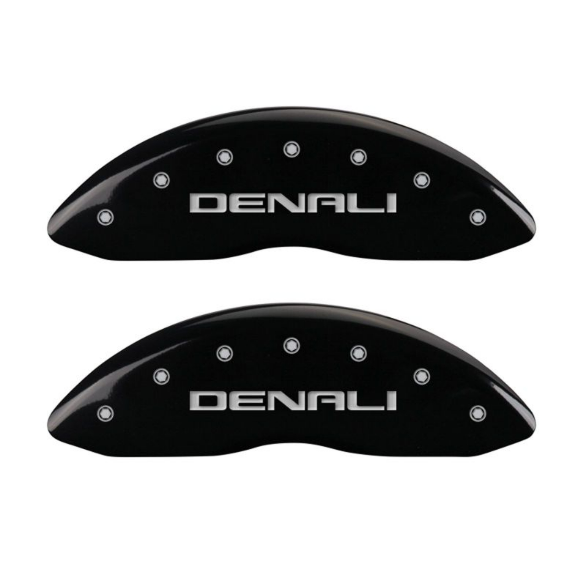Picture of MGP 4 Caliper Covers Engraved Front & Rear Denali Black finish silver ch