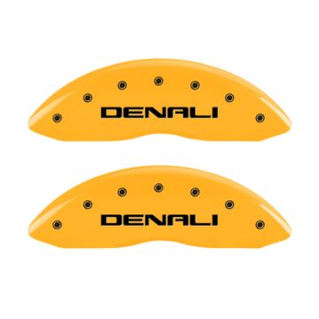 Picture of MGP 4 Caliper Covers Engraved Front & Rear Denali Yellow finish black ch