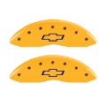 Picture of MGP 4 Caliper Covers Engraved Front & Rear Bowtie Yellow finish black ch