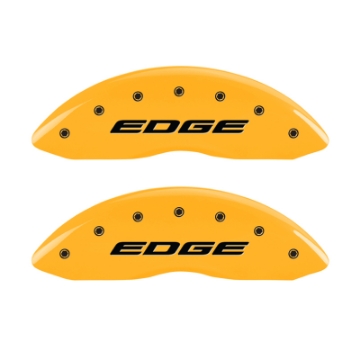 Picture of MGP 4 Caliper Covers Engraved Front & Rear EDGE-2015 Yellow finish black ch
