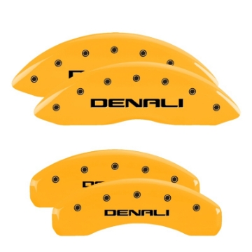 Picture of MGP 4 Caliper Covers Engraved Front & Rear Style 2-Chrysler Wing Yellow finish black ch